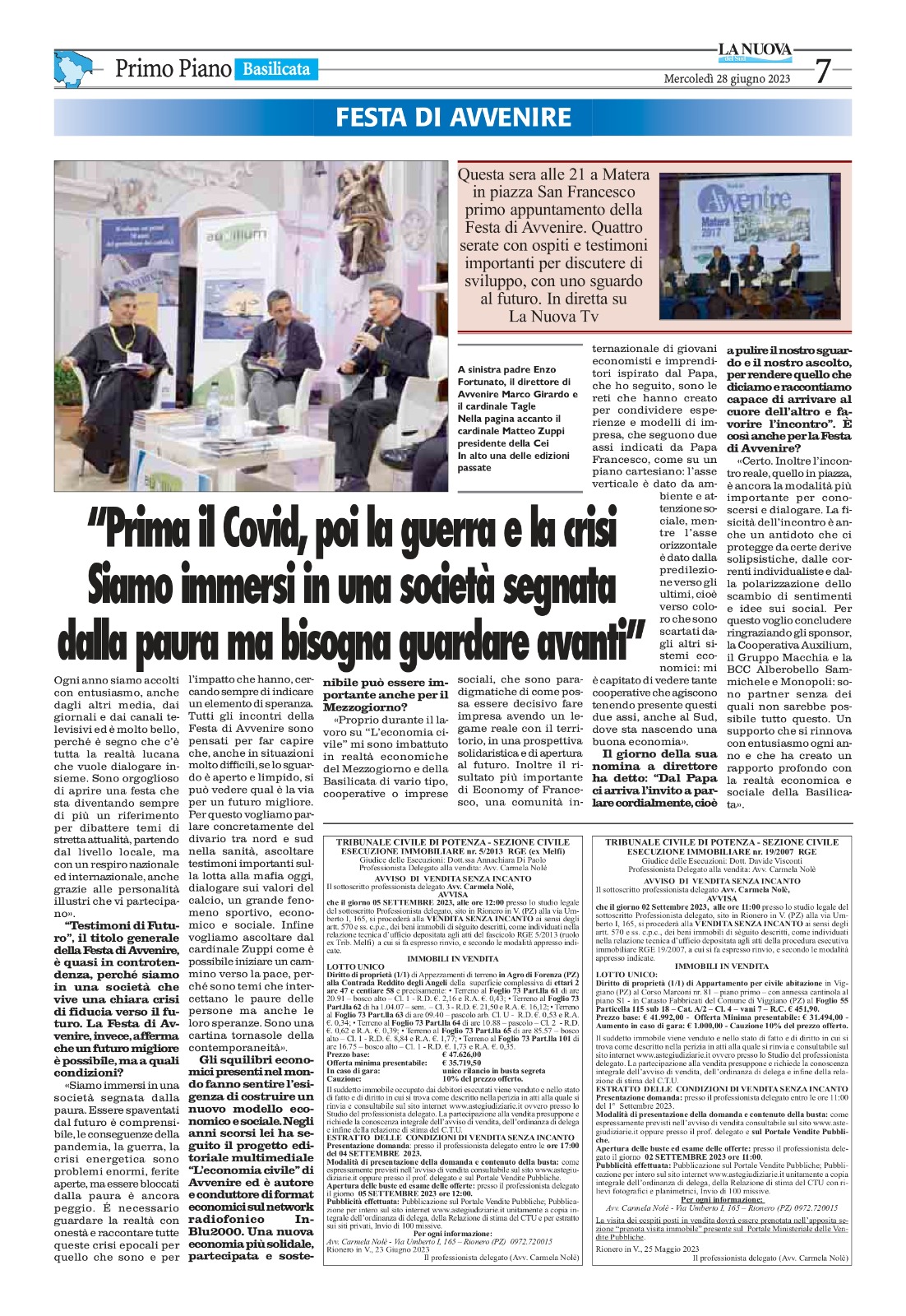 Festa di Avvenire in Basilicata, il direttore Marco Girardo intervistato da La Nuova