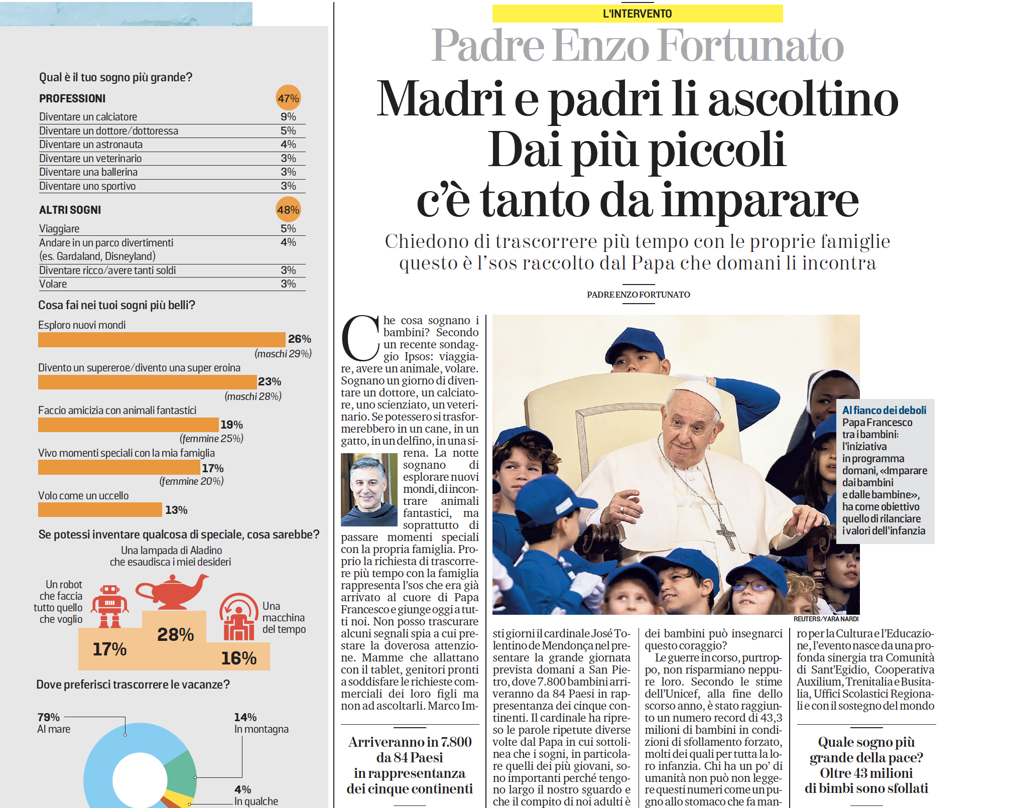 La Stampa: imparare dai bambini a sognare la Pace