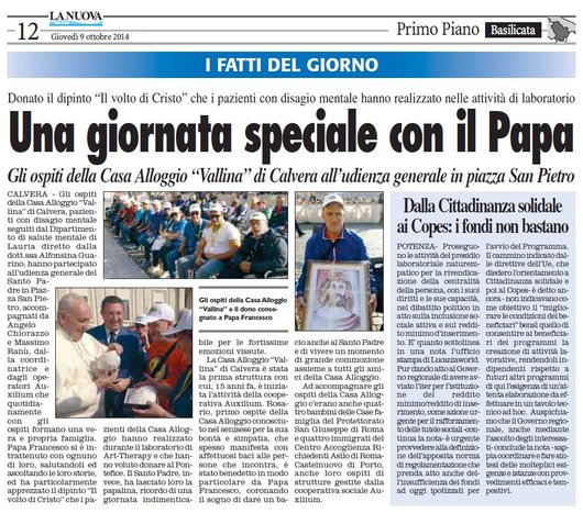 Gli ospiti della Casa Alloggio "Vallina" di Calvera incontrano Papa Francesco