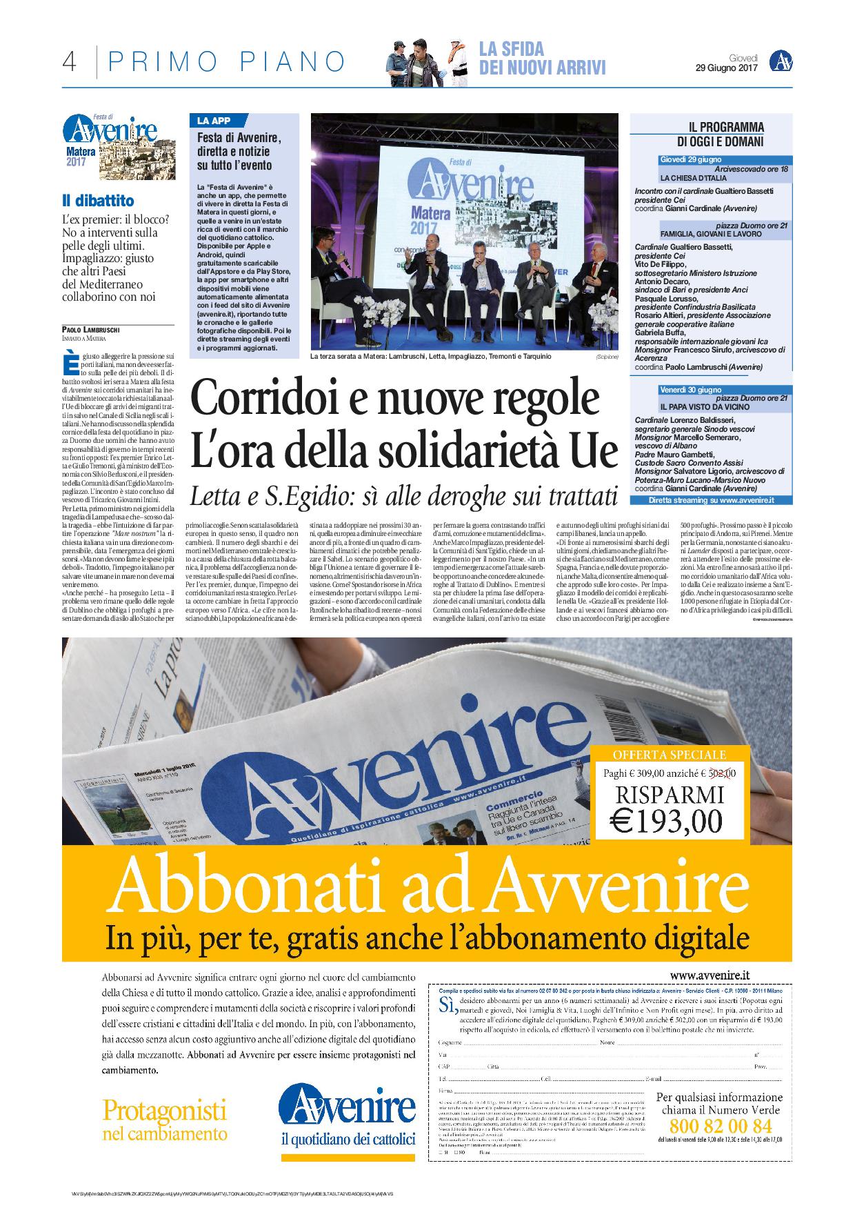 La Festa di Avvenire - Il Mediterraneo e il Mondo che cambia: il flusso migratorio