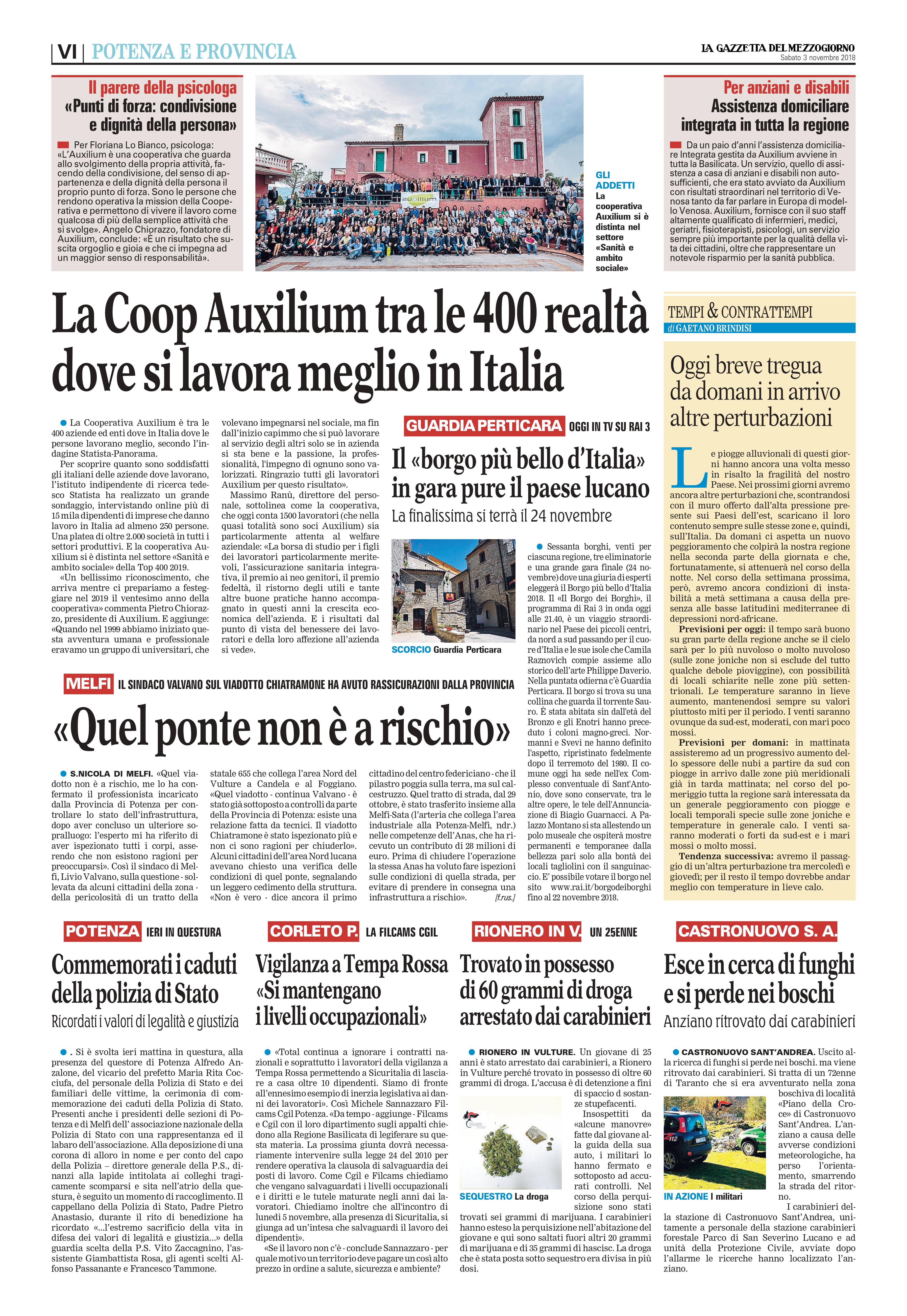 La cooperativa Auxilium tra le 400 realtà dove si lavora meglio