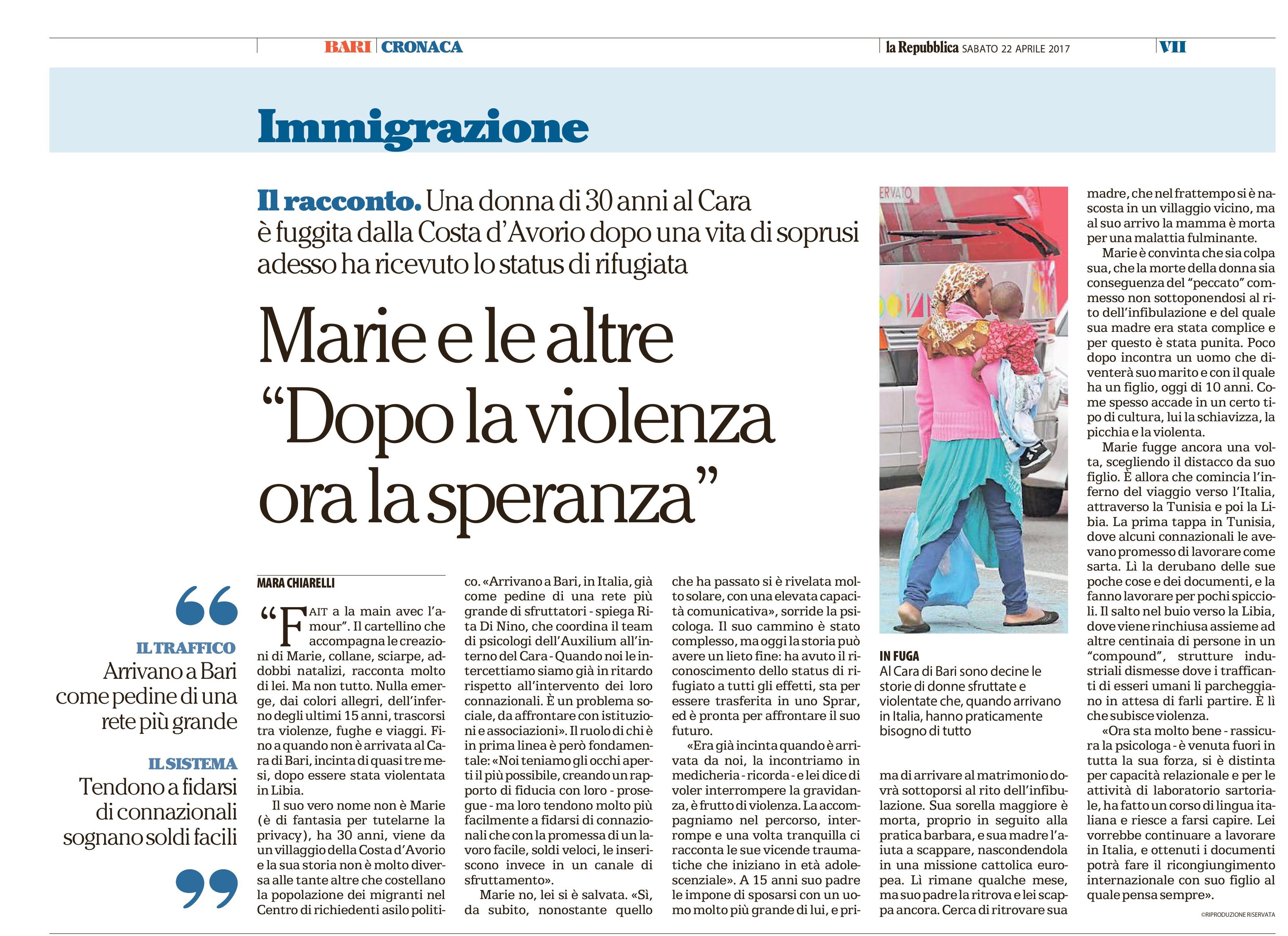 La storia di Marie, dalla Costa d'Avorio al CARA di Bari