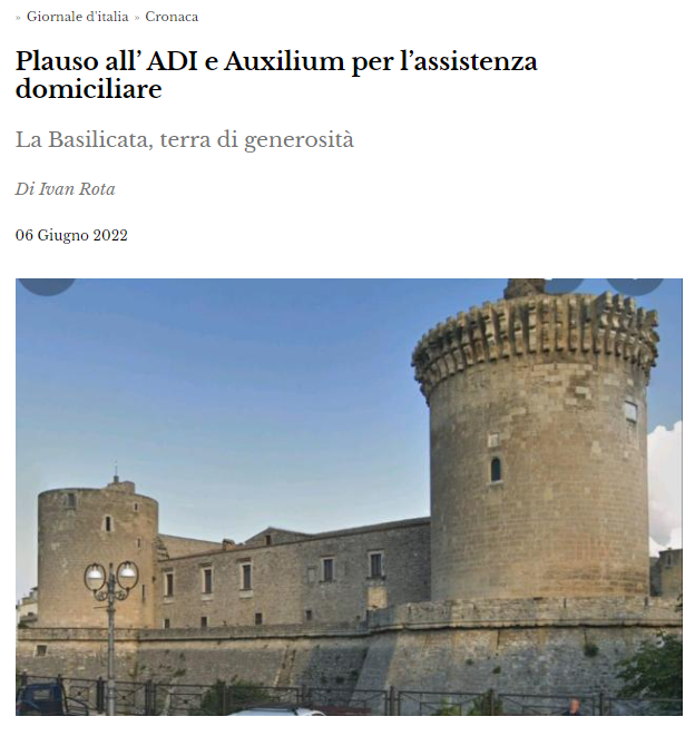 Plauso all’ ADI e Auxilium per l’assistenza domiciliare