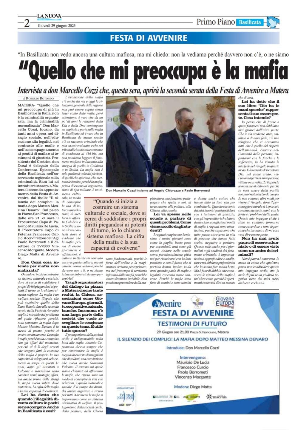 La Nuova del Sud: le interviste a monsignor Caiazzo e a don Cozzi