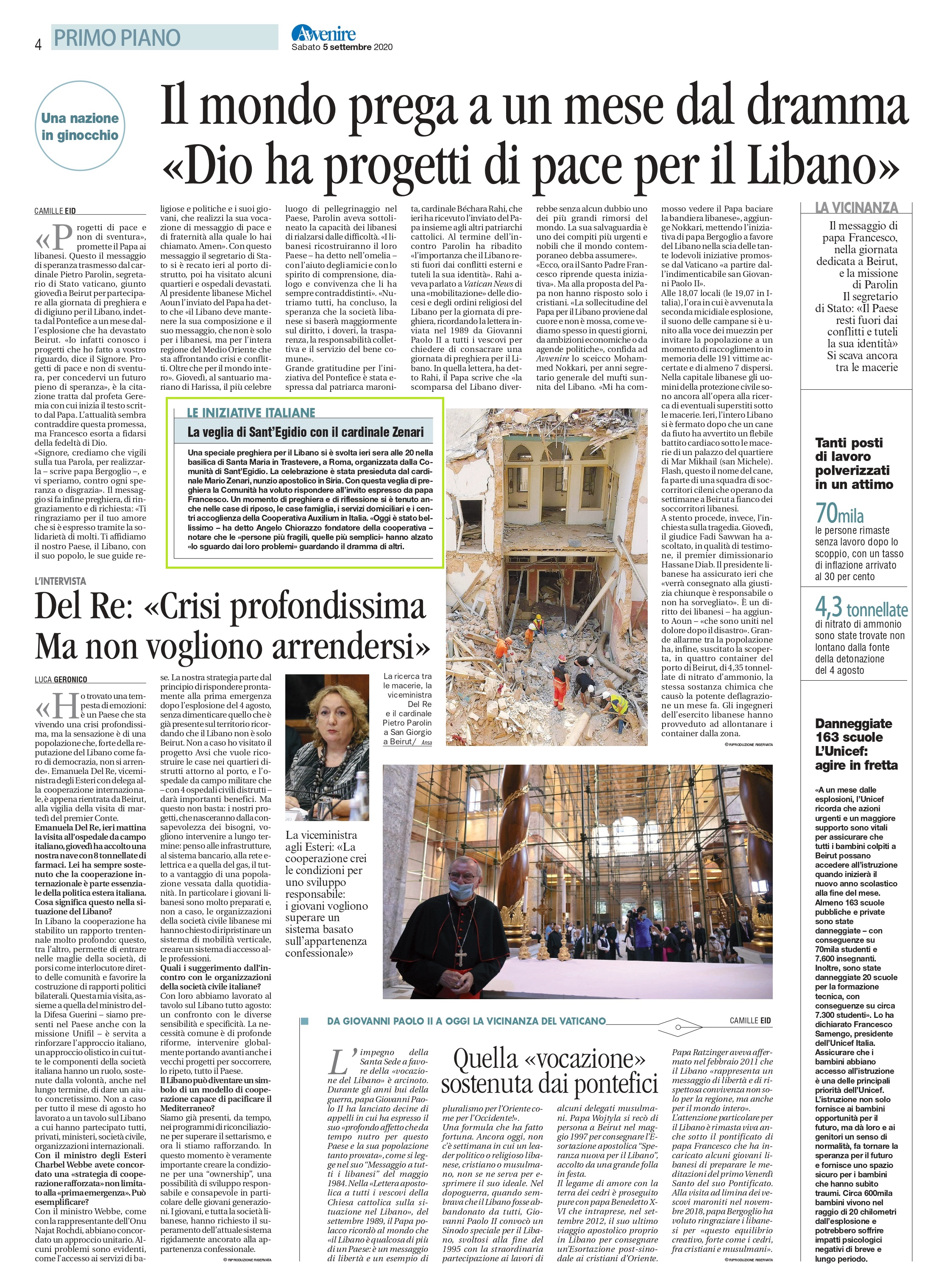 Avvenire, il mondo prega per il Libano