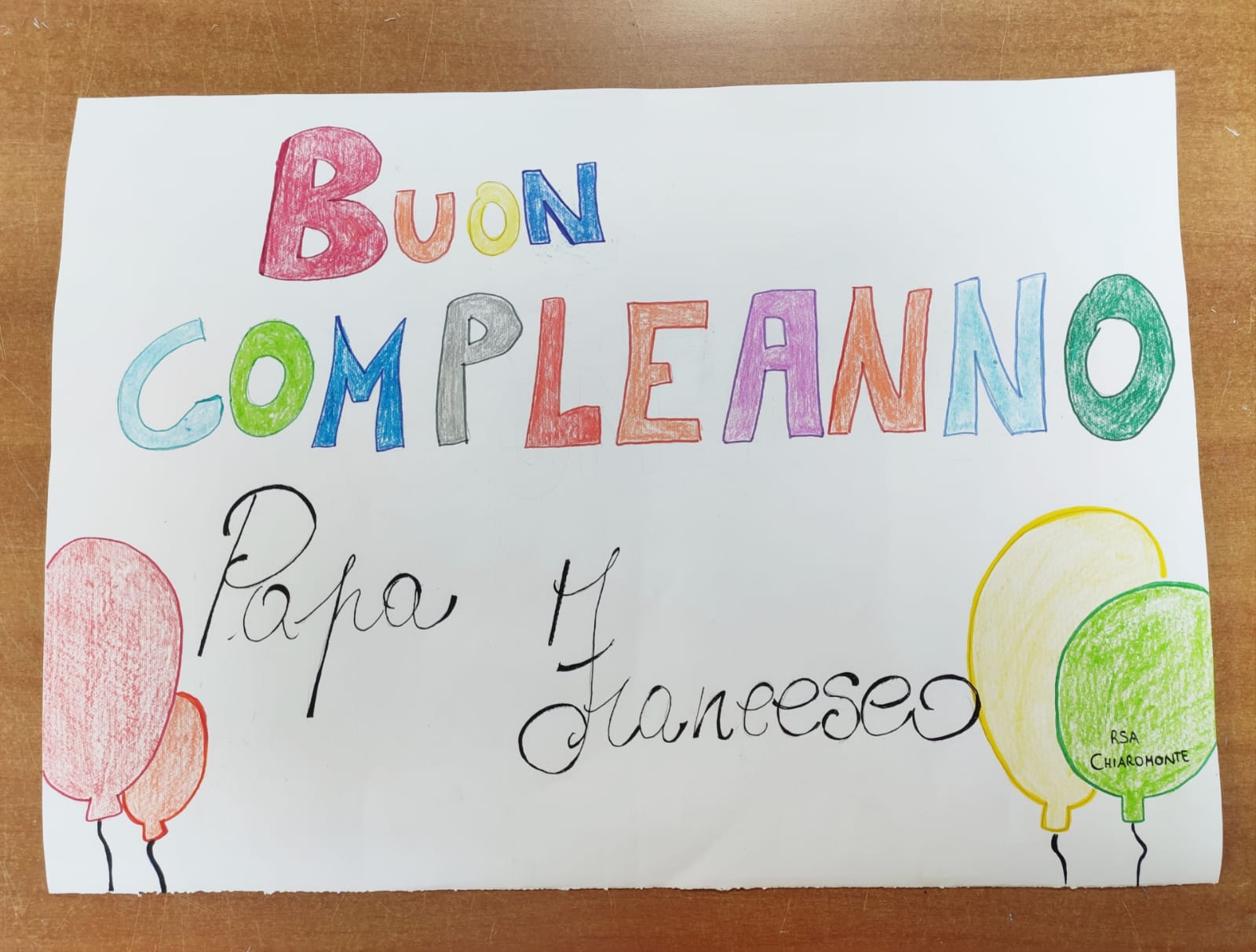 Gli auguri della cooperativa Auxilium a Papa Francesco